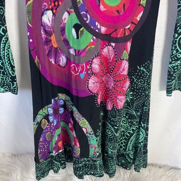 Desigual Multi Media Abstract Floral Print Dress Sz XS - Picture 4 of 10